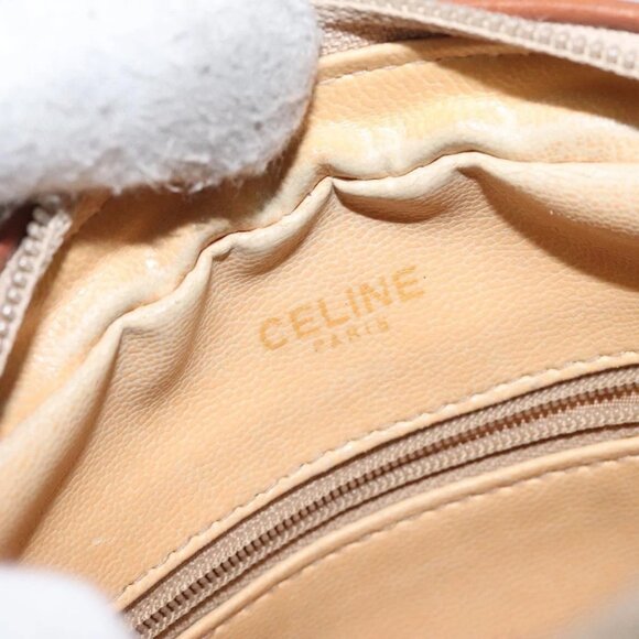 CELINE Macadam Canvas Shoulder Bag Beige Gold Auth BA1996 - Picture 11 of 16